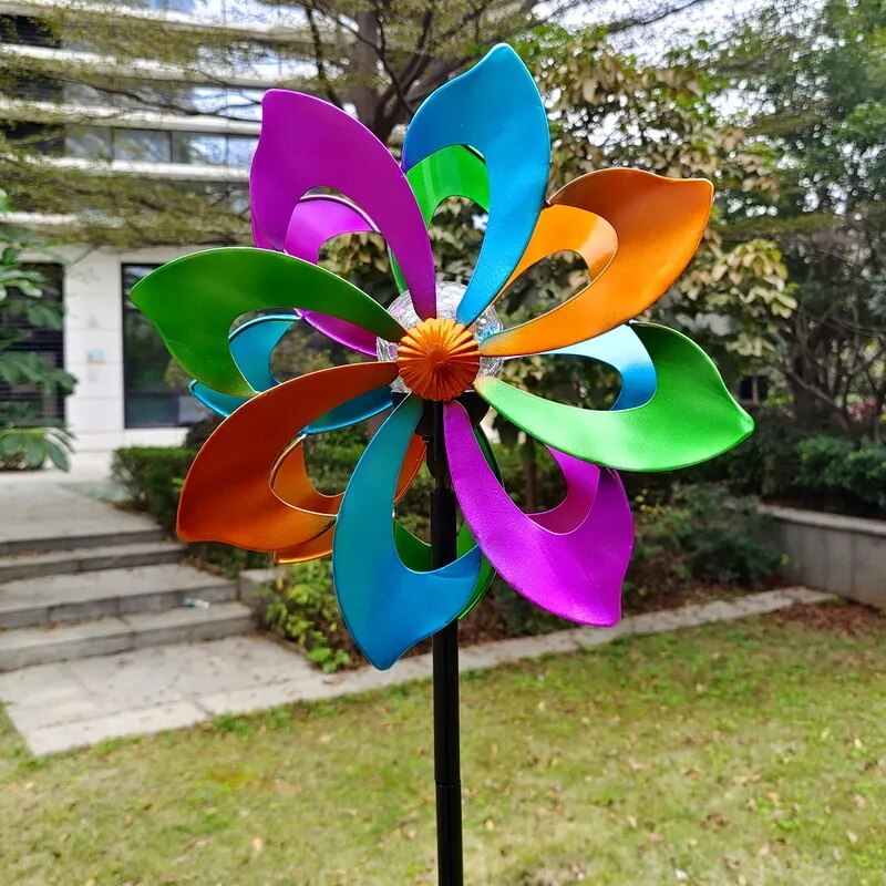 Solar Lights Double-Sided Rotating Small Metal Windmill Patio Garden Yard Outdoor Decoration Fashion Watches Gifts For Kids