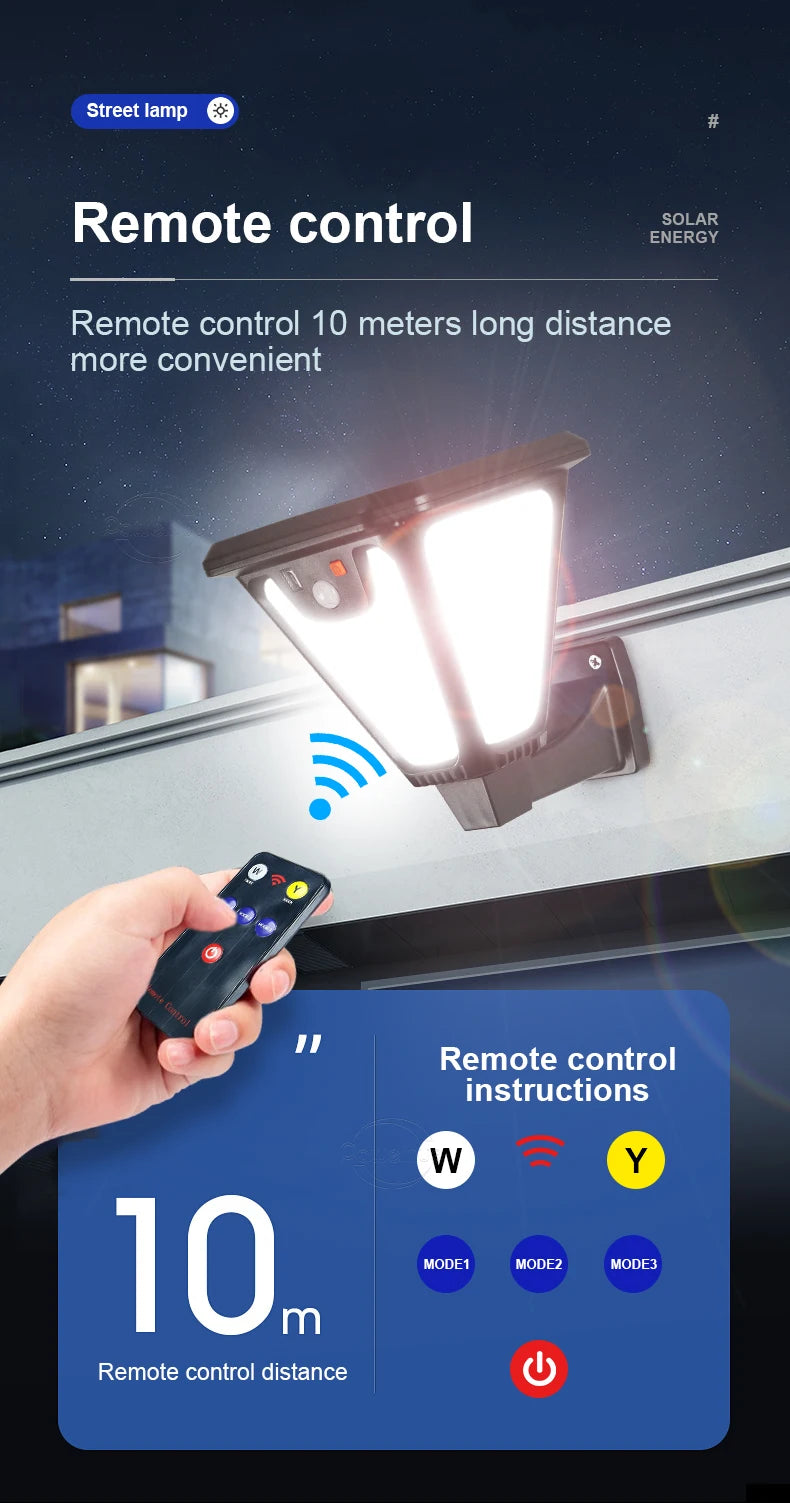 LED Solar Light Motion Sensor Outdoor Garden Street Light Remote Control Waterproof Wall Light Garage Floodlight Courtyard light
