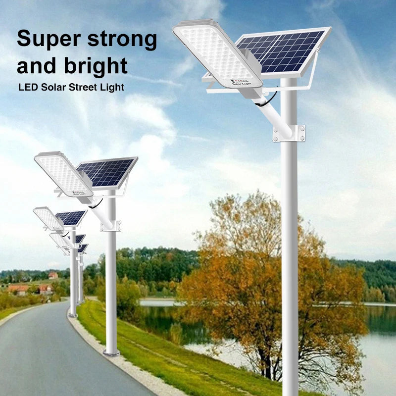 Ultra bright solar outdoor street light 6000MA, with timed remote control solar wall light, running from dusk to dawn, suitable