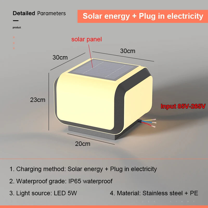 Solar Pillar Lights Outdoor Waterproof LED Wall Lamp Lighting Home Decor Solar Energy Square Lamp Villa Gate Garden Door Fence