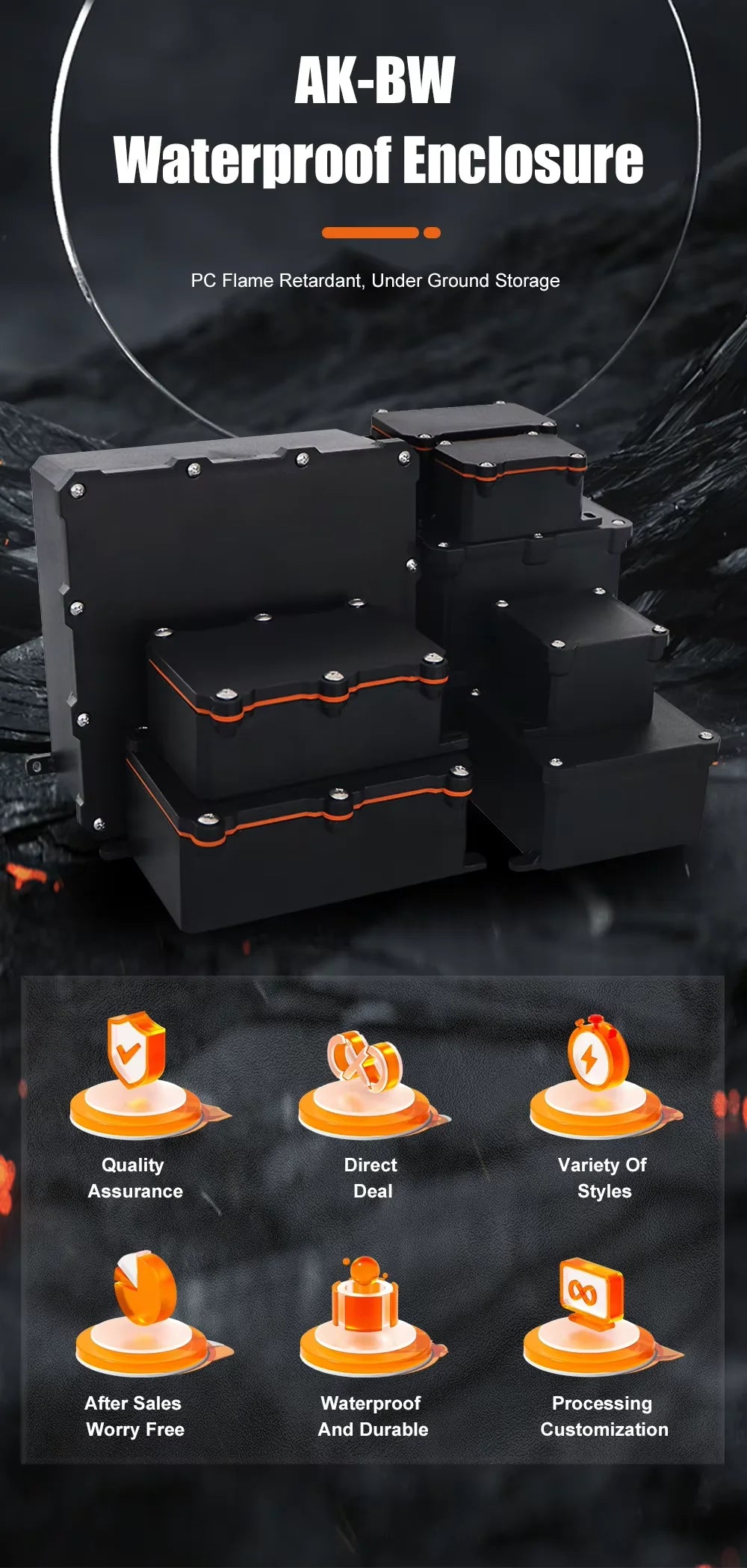 IP68 SZOMK Black Box Outdoor Waterproof Case Plastic Box Electronic Project Case Instrument Waterproof Junction Box Housing