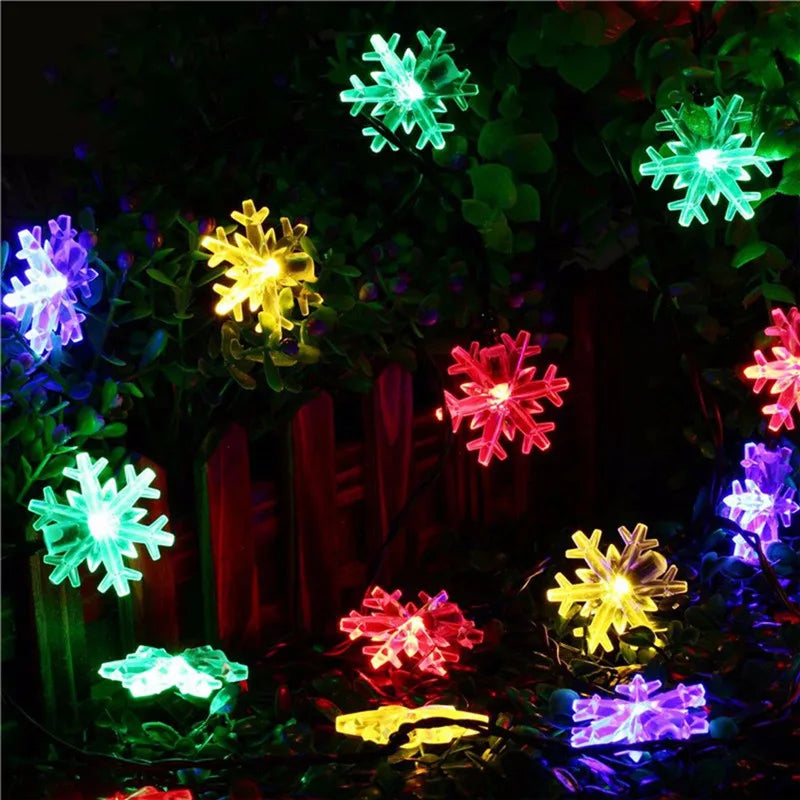 Holiday Pine Cones Snowflake Lights Solar DIY Fairy Pinecon Garland Outdoor Light String for Christmas Wedding Home Party Decor