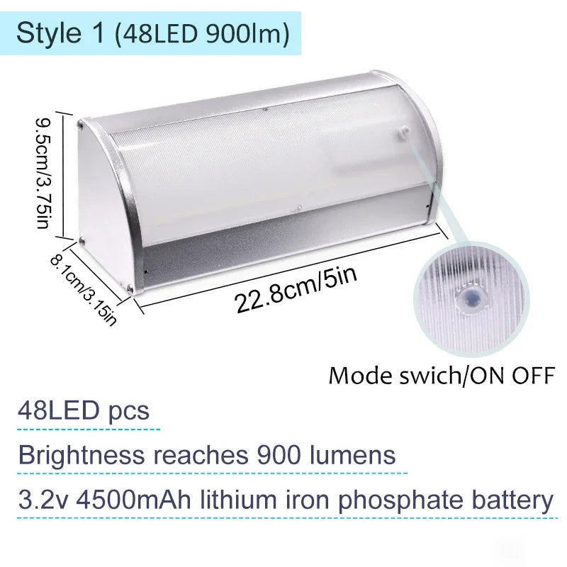 Super Bright Solar Led Lights Outdoor with Sensor 4 Modes Lamp Aluminium Shell Wall Lighting for Garden Security Lighting