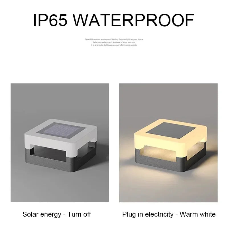 Outdoor Waterproof Solar Pillar Lights LED Wall Lamp Square Home Decor Solar Energy Super Bright Villa Lighting Door Gate Garden