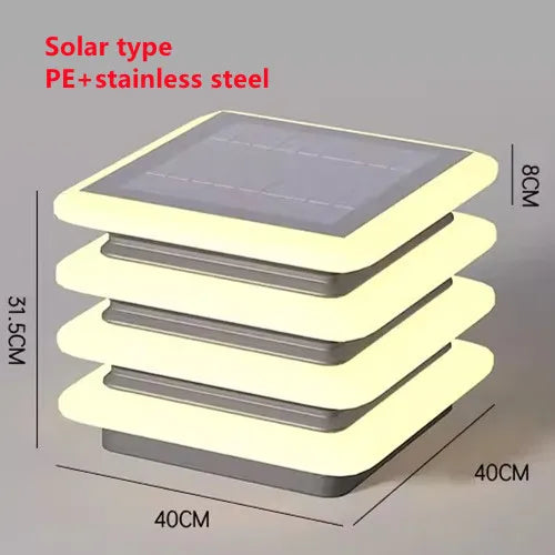 Waterproof Solar Wall Lawn Lamp Solar Column Head Light Outdoor Courtyard Door Pillar Lamp Outdoor Post Light Villa DoorLighting