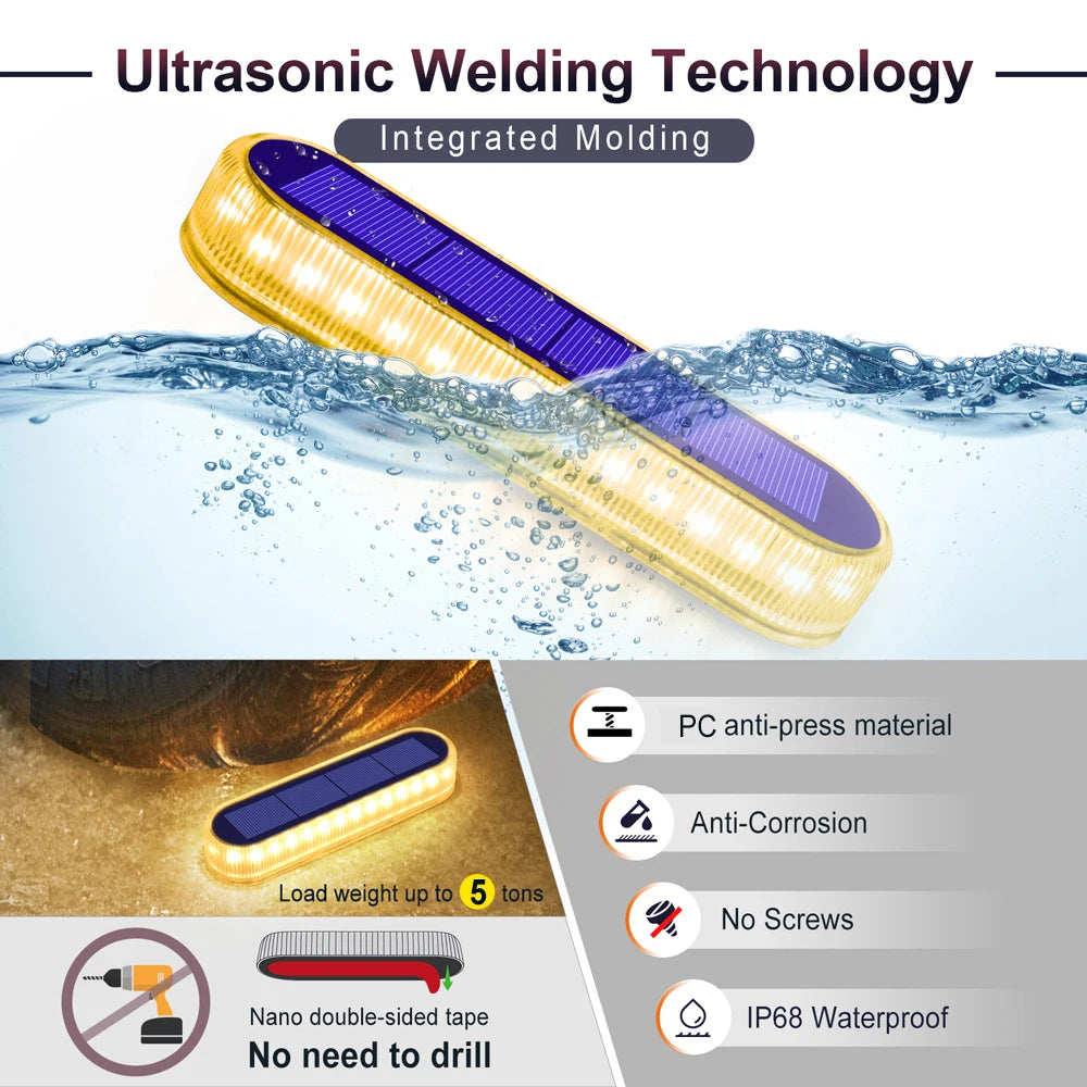 Quality Solar Deck Lights Auto On/OFF Outdoor Waterproof IP68 Led Solar Garden Step Lights for Stairs Fence Yard Patio Pathway