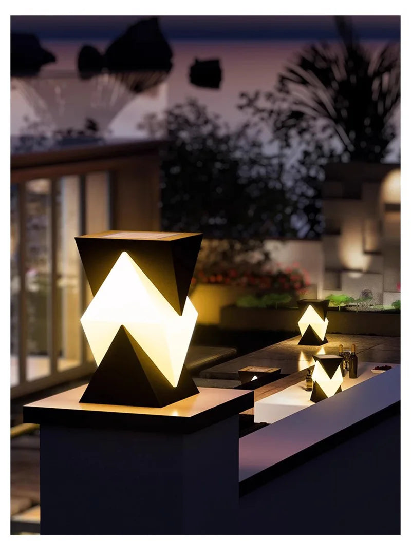 Solar Pillar Lights Outdoor Waterproof LED Wall Lamp Home Decor Modern Gate Garden Villa Lighting Solar Energy Super Bright Door