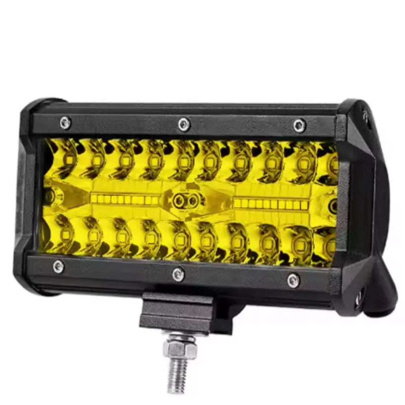 7 Inch Offroad yellow LED Bar 12V 24V Yellow LED Light Bar for Truck Boat 4x4 Jeep 4wd Atv 3000K LED Work Light Car Fog Light