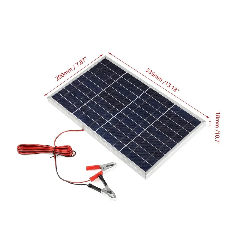 Solar Panel 18V 20W Portable Controller Power Set Alligator Clip Outdoor Rechargeable Household Solar Generator Solar Charger RV