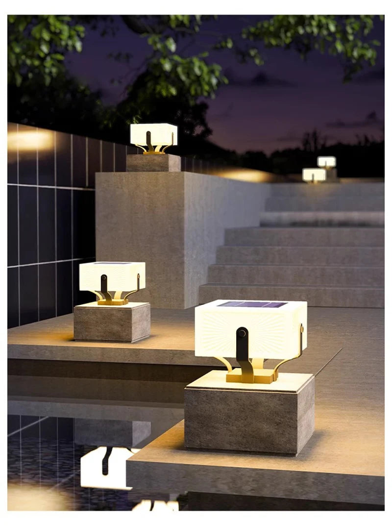 Solar Pillar Lights Home Decor Villa LED Wall Lamp Outdoor Waterproof Modern Gate Garden Lighting Solar Energy Super Bright Door