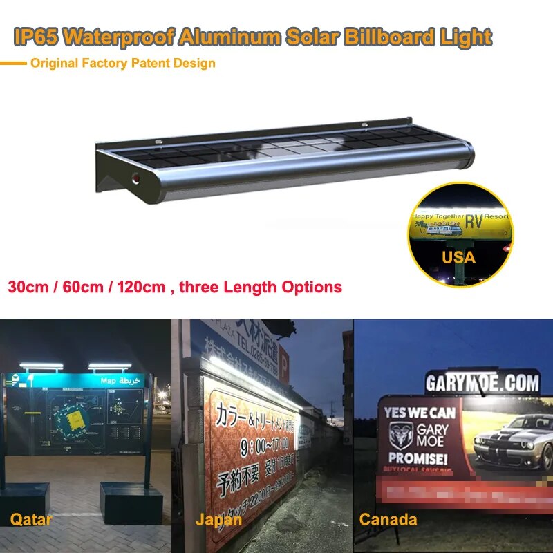 ACMESHINE 30/60/120CM Aluminium IP65 Solar Billboard Light Solar Real Estate Advertising Light Solar Wall Lamp Sign Light Outdoor