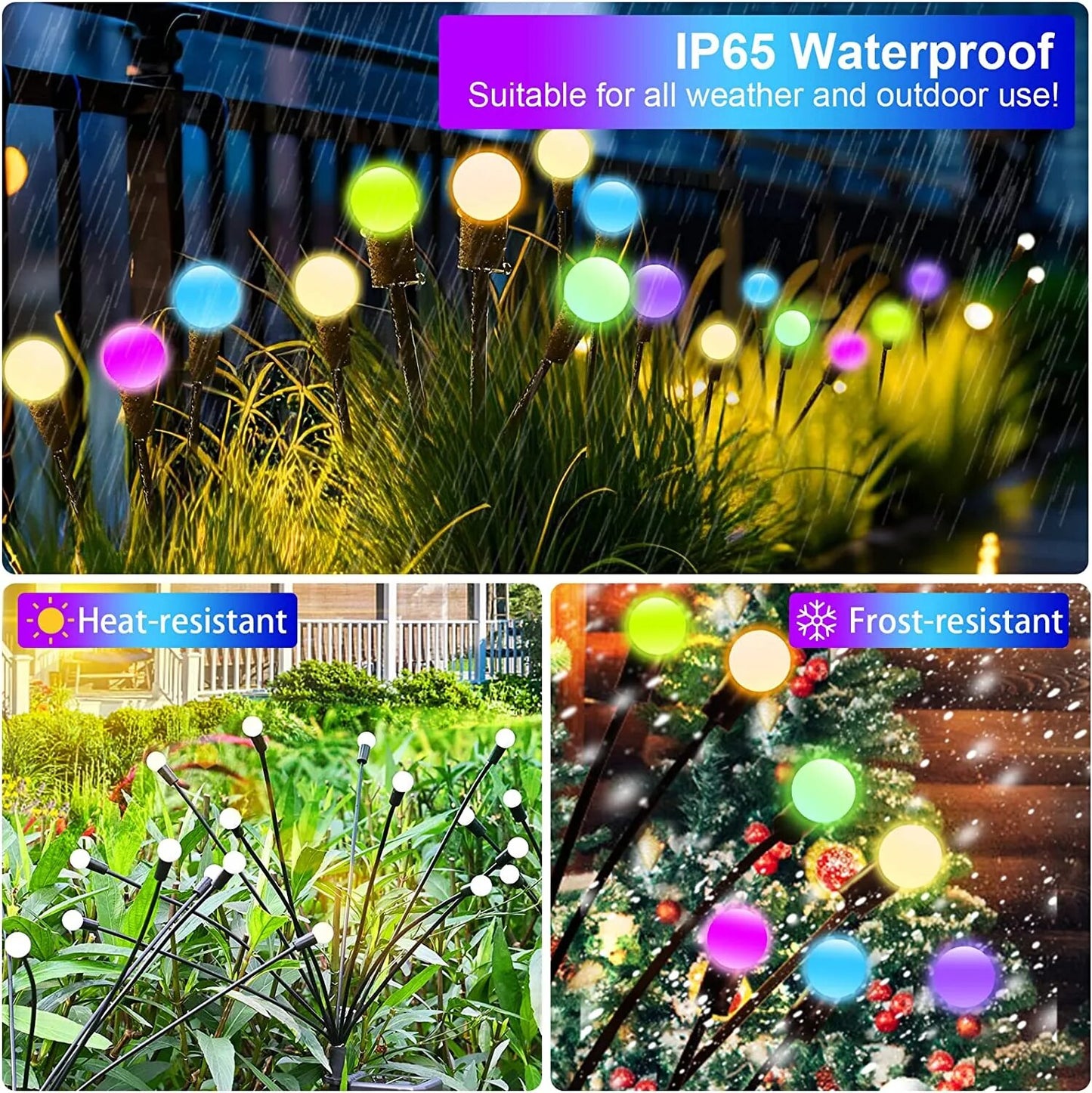 10 Pack Solar Garden Lights 100 LED Firefly Lights Solar Outdoor Waterproof Solar Powered High Flexibility Swaying Landscape Lawn. Free Shipping