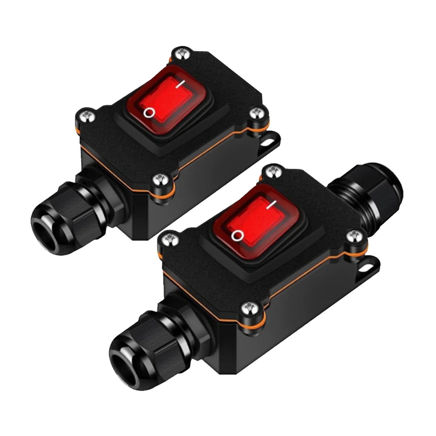 Inline Power Cord 12V-24V Marine Rocker Switch On Off Waterproof IP67 Junction Box 20A Outdoor connector