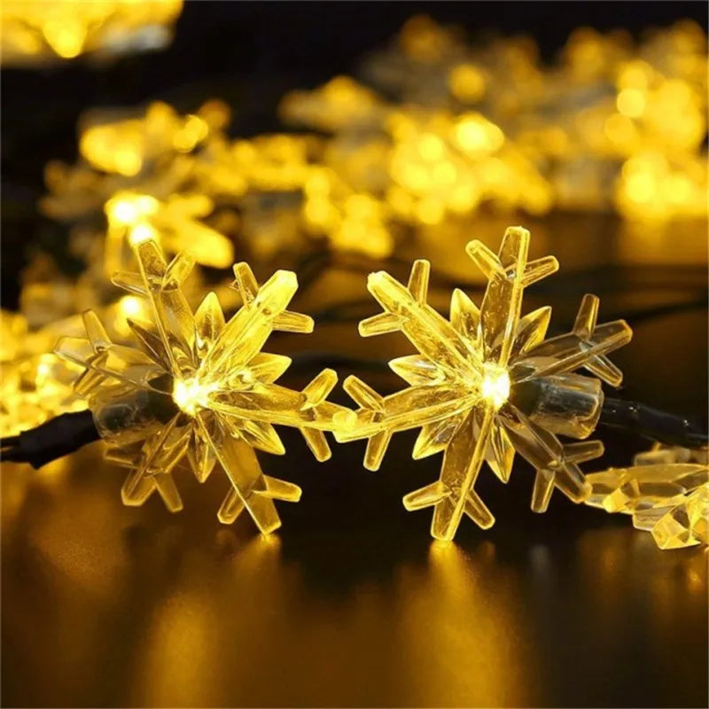 Holiday Pine Cones Snowflake Lights Solar DIY Fairy Pinecon Garland Outdoor Light String for Christmas Wedding Home Party Decor