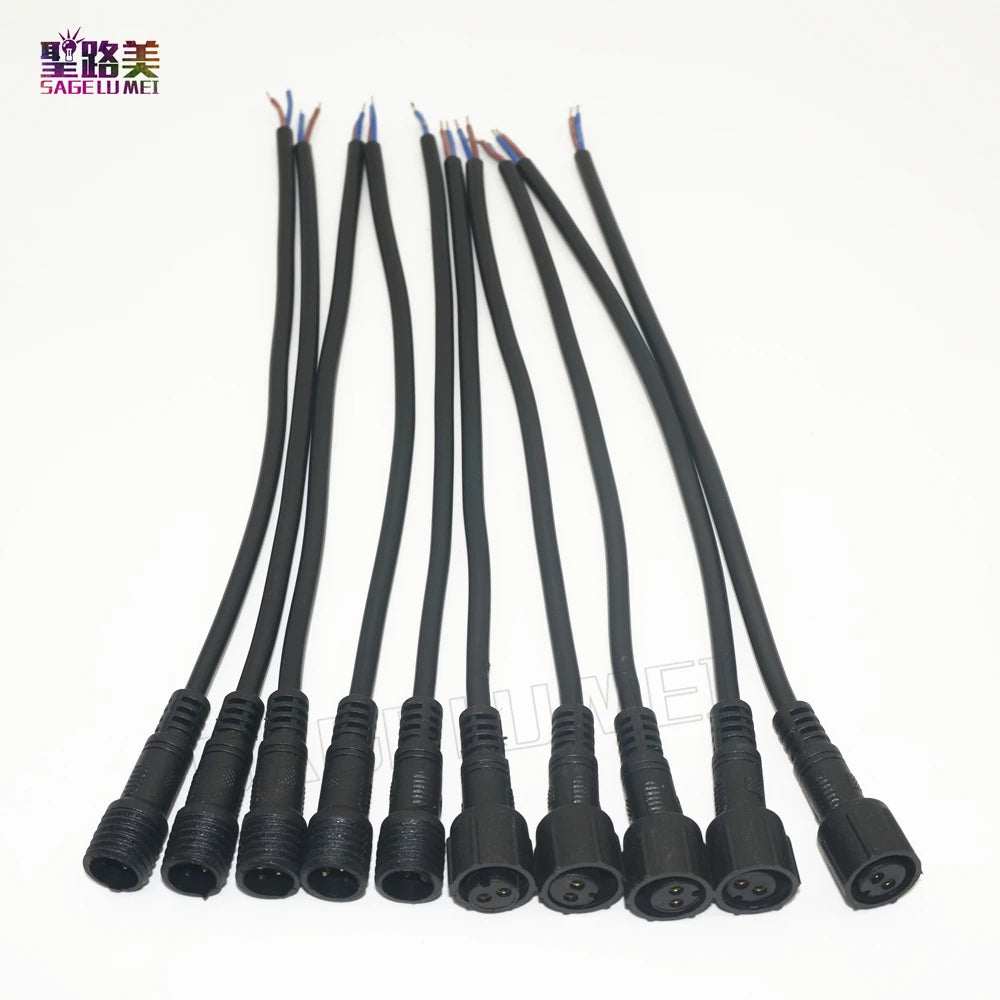 5/10/20/50 pairs Male to Female 2pin 3pin 4pin 5pin led Connector Waterproof IP68 BLACK Cable for LED Strips Light - Free Shipping