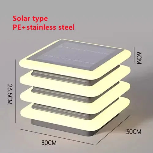 Waterproof Solar Wall Lawn Lamp Solar Column Head Light Outdoor Courtyard Door Pillar Lamp Outdoor Post Light Villa DoorLighting