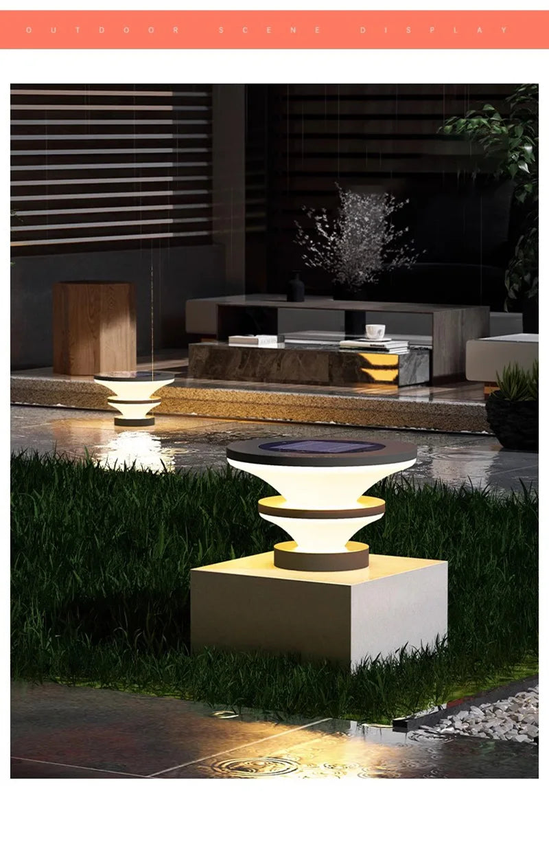Solar Pillar Lights Solar Energy Super Bright Lighting LED Wall Lamp Outdoor Waterproof Modern Home Decor Villa Door Gate Garden