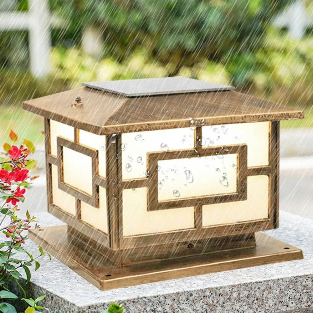 LED Solar Lights Outdoors Waterproof Solar Column Light Classical style Timed with Remote Control LED Light for Garden Patio