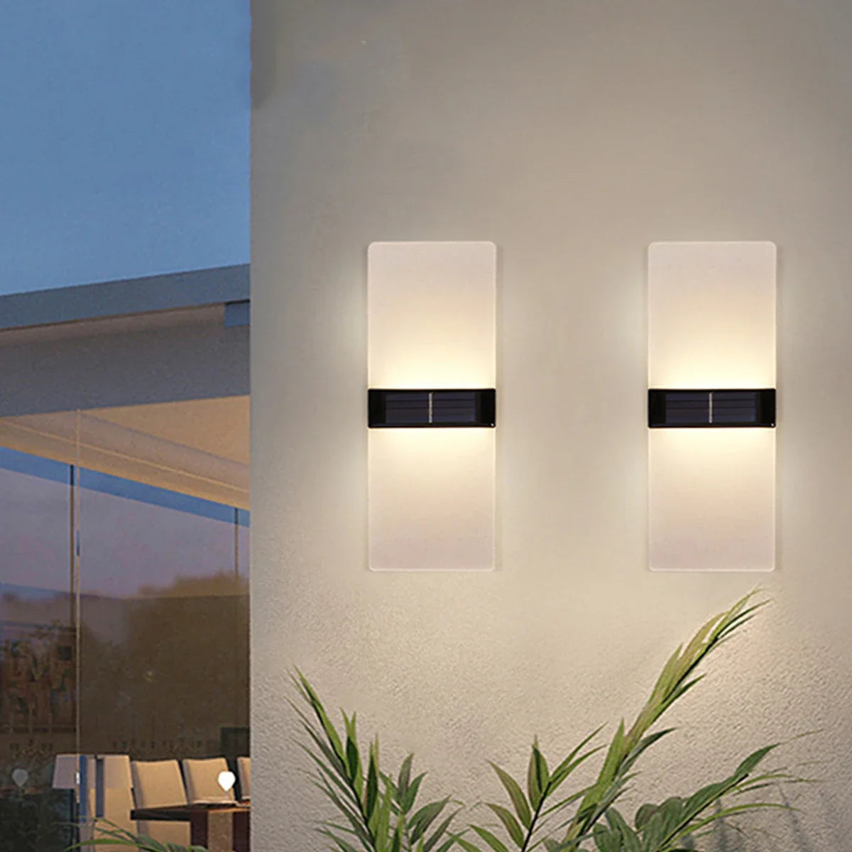 2PCS Solar Lights Outdoor Waterproof LED Wall Lamp Up Down Luminous Solar Light Door Garden Decoration Transparent Solar Lights