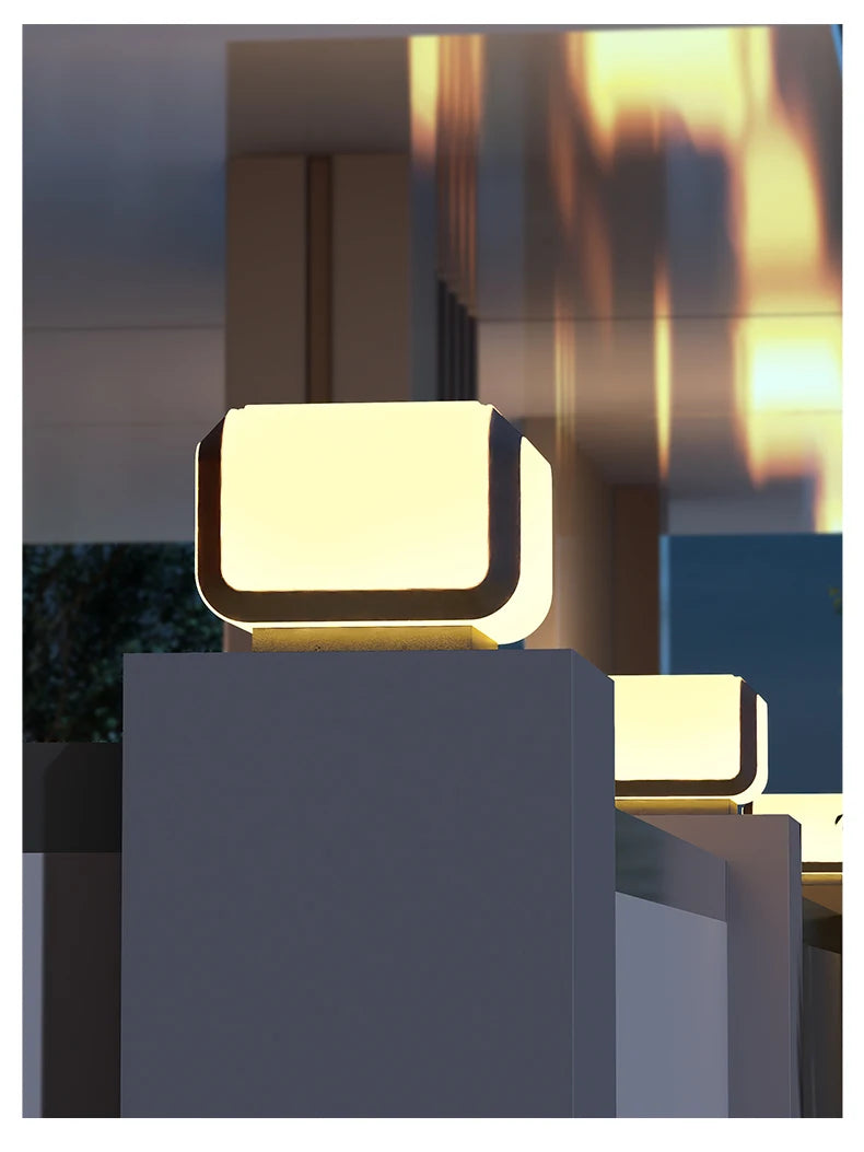 Solar Pillar Lights Outdoor Waterproof LED Wall Lamp Lighting Home Decor Solar Energy Square Lamp Villa Gate Garden Door Fence