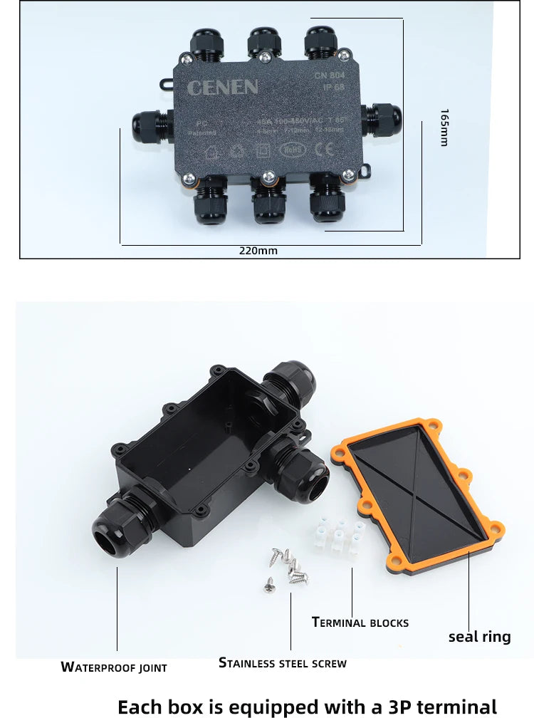 804 plastic waterproof junction box outdoor rainproof junction box electrical sealing box LED wiring PC flame-retardant buried