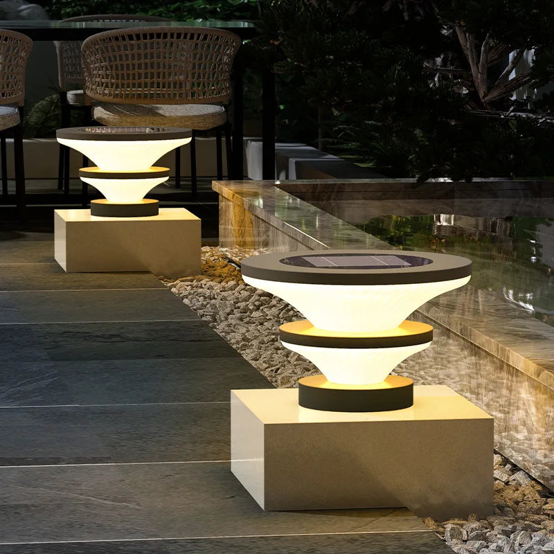 Solar Pillar Lights Solar Energy Super Bright Lighting LED Wall Lamp Outdoor Waterproof Modern Home Decor Villa Door Gate Garden