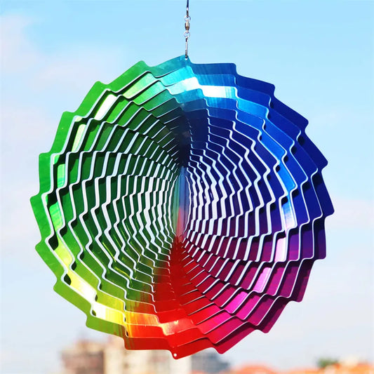 Rainbow Wind Spinner Outdoor Garden Hanging Ornaments Metal Sculpture Kinetic Yard Tunnel Chimes Spinners Home Decoration Gifts