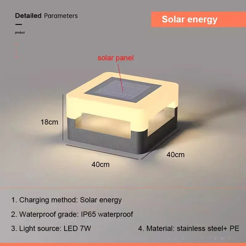 Outdoor Waterproof Solar Pillar Lights LED Wall Lamp Square Home Decor Solar Energy Super Bright Villa Lighting Door Gate Garden