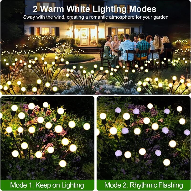 10 Pack Solar Garden Lights 100 LED Firefly Lights Solar Outdoor Waterproof Solar Powered High Flexibility Swaying Landscape Lawn. Free Shipping