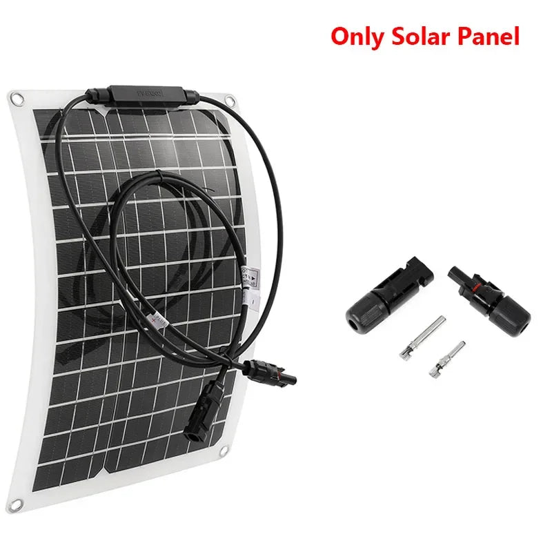 30W-600W Flexible Solar Panel 12V Battery Charger Dual USB With 10A-100A Controller Solar Cell Power Bank for Phone Car Yacht