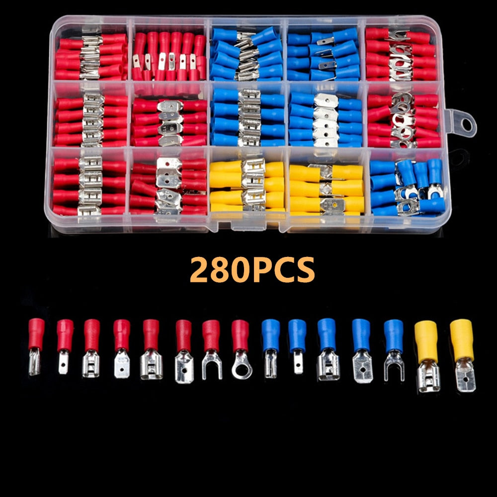 480/300/280PCS Insulated Cable Connector Electrical Wire Crimp Spade Butt Ring Fork Set Ring Lugs Rolled Terminals Assorted Kit