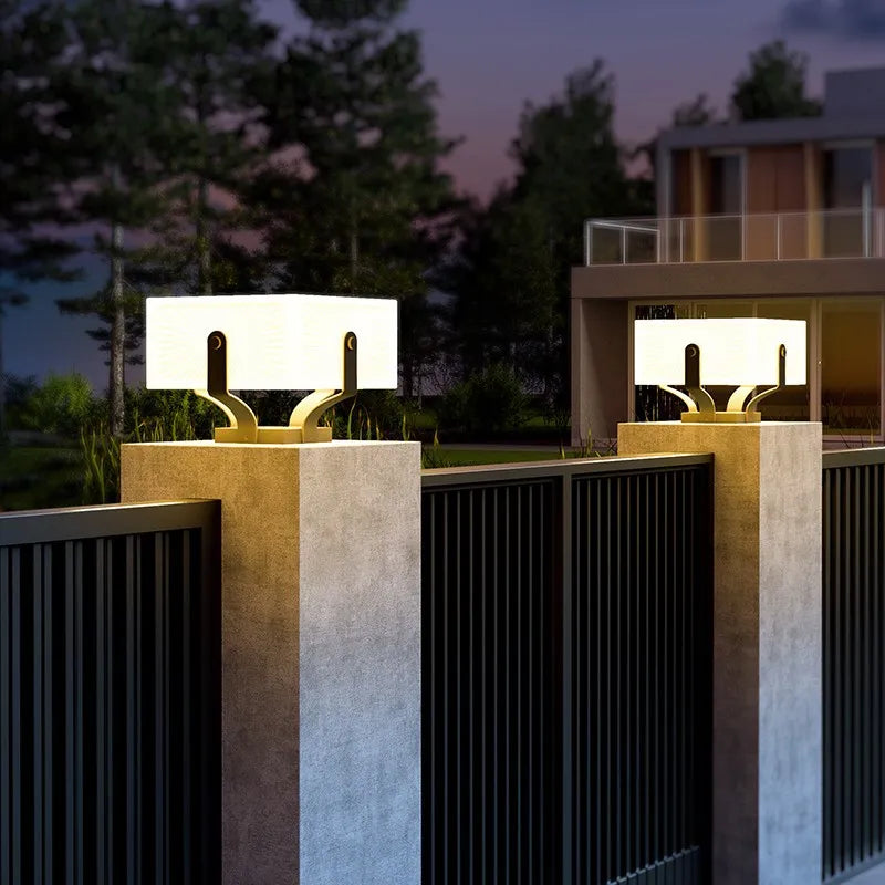 Solar Pillar Lights Home Decor Villa LED Wall Lamp Outdoor Waterproof Modern Gate Garden Lighting Solar Energy Super Bright Door