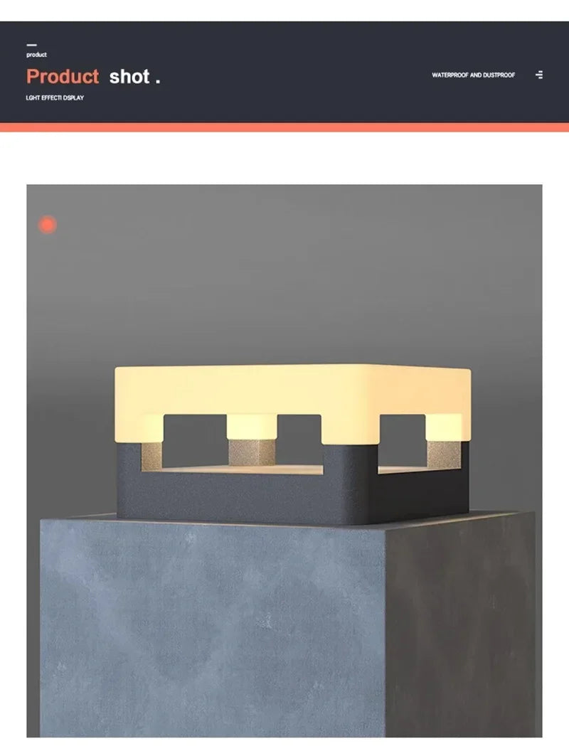 Outdoor Waterproof Solar Pillar Lights LED Wall Lamp Square Home Decor Solar Energy Super Bright Villa Lighting Door Gate Garden