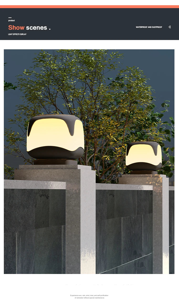 Solar Pillar Lights Outdoor Waterproof Lighting Solar Energy Doorpost Lamp LED Wall Lamp Home Decor Fence Villa Gate Garden Door