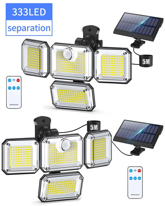 Waterproof Solar Powered Outdoor Light Motion Sensor 2000LM 333 LED Security Street Lamp Sconce Spotlights for Garden Decoration