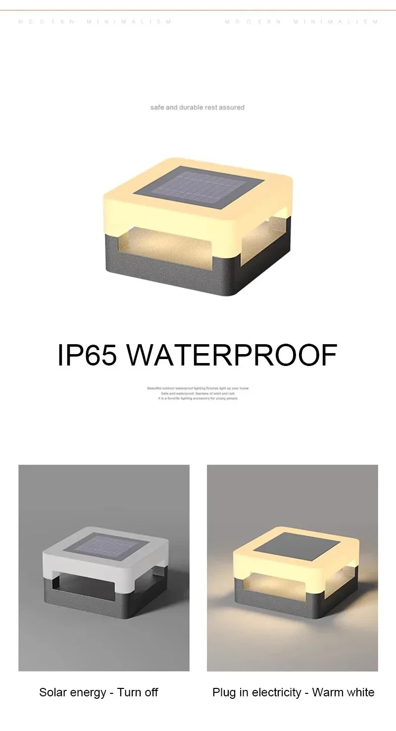 Outdoor Waterproof Solar Pillar Lights LED Wall Lamp Square Home Decor Solar Energy Super Bright Villa Lighting Door Gate Garden