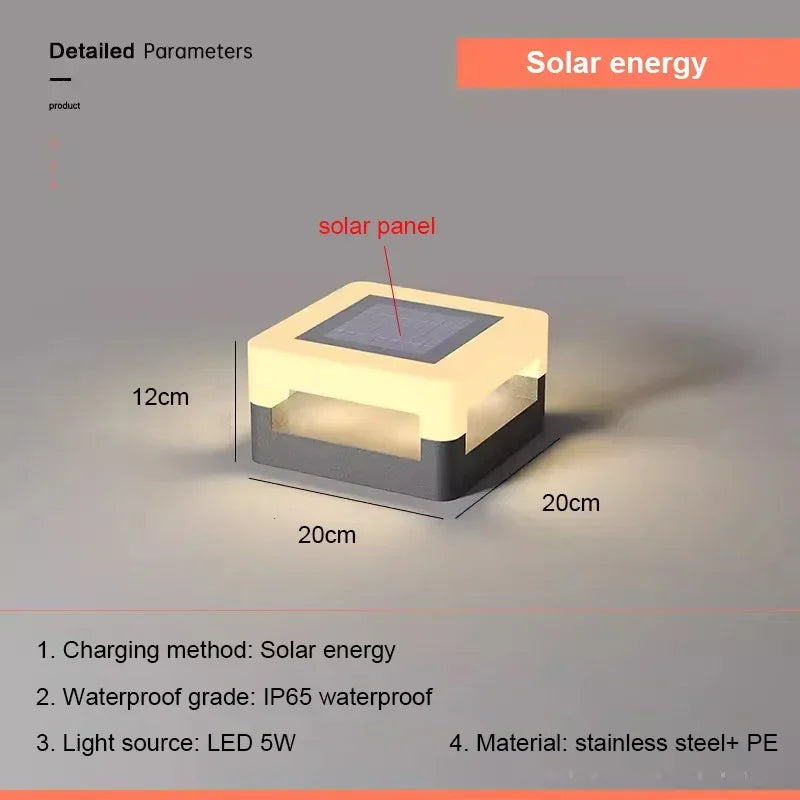 Outdoor Waterproof Solar Pillar Lights LED Wall Lamp Square Home Decor Solar Energy Super Bright Villa Lighting Door Gate Garden