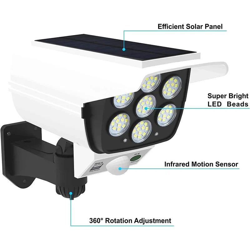 Solar Lights  Outdoor With Motion Sensor Remote Controller FloodLights Wireless Dummy Decoy Fake Security Camera for Garden