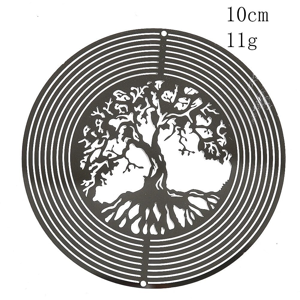 Tree of Life Wind Spinner Catcher 3D Rotating Pendant Flowing-Light Effect Mirror Reflection Design Garden Outdoor Hanging Decor