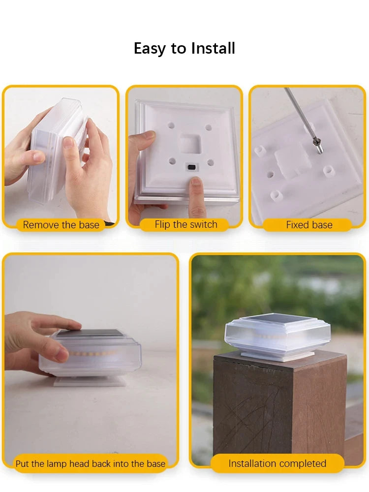 30Led Solar Pillar Light, Post Caps Lights, Waterproof Fence Post Lamp Outdoor, for Garden Wooden Posts Lawn Camping Summer Deco