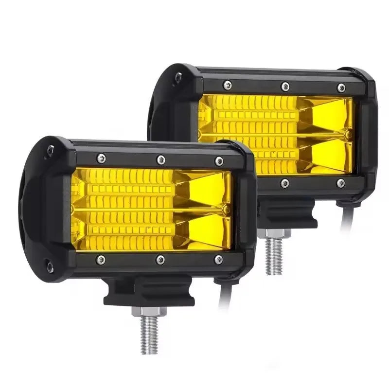 7 Inch Offroad yellow LED Bar 12V 24V Yellow LED Light Bar for Truck Boat 4x4 Jeep 4wd Atv 3000K LED Work Light Car Fog Light