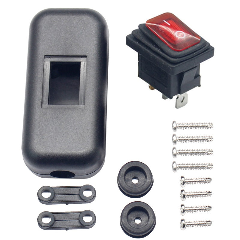 12V DC Waterproof IP65 Inline Cable Rocker Switch LED Indicator