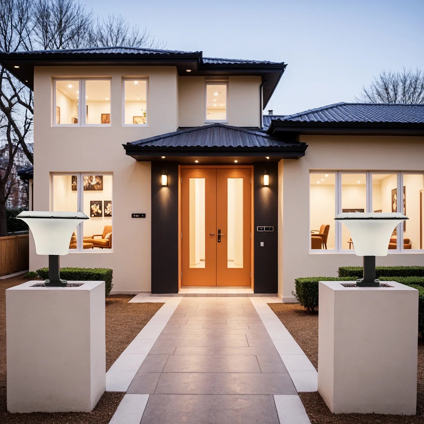 Outdoor Waterproof Solar LED Lights with Radar Sensor for Porch Fence Pillar Garage Entryway Lighting Solution