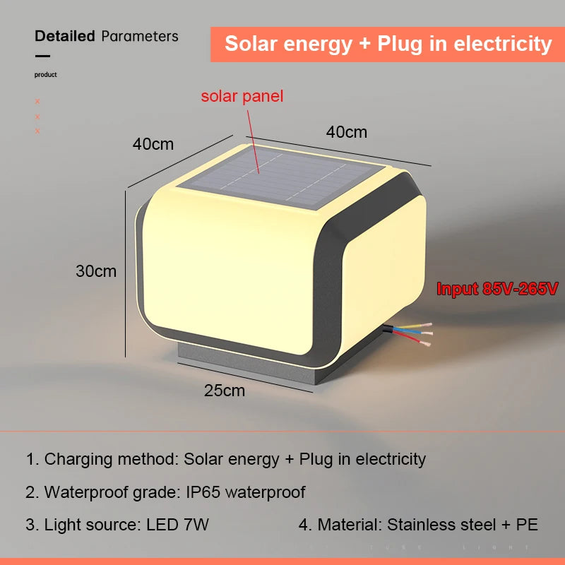 Solar Pillar Lights Outdoor Waterproof LED Wall Lamp Lighting Home Decor Solar Energy Square Lamp Villa Gate Garden Door Fence