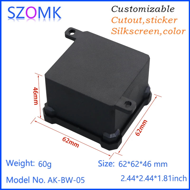 IP68 SZOMK Black Box Outdoor Waterproof Case Plastic Box Electronic Project Case Instrument Waterproof Junction Box Housing