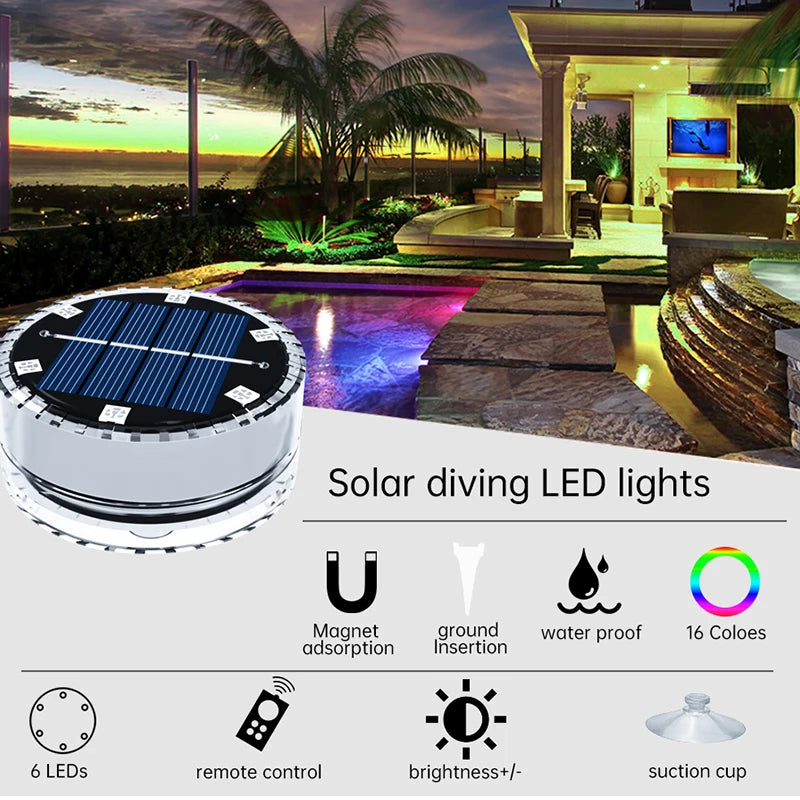 Solar LED Pool Light RGB Color Changing Underwater Solar Wall Lamp Waterproof Decoration Lights for Pond Fountain Aquarium Patio - Free Shipping