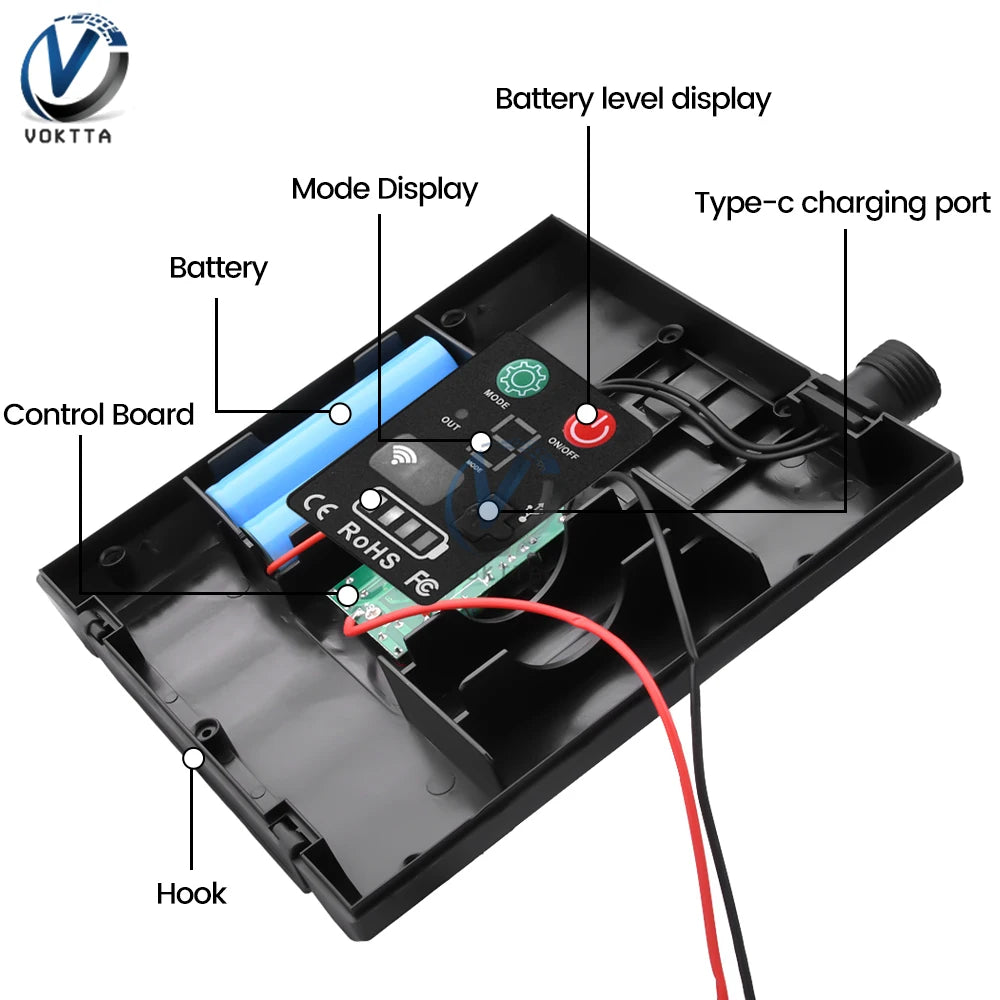 2400MAH Solar Panel Controller LED Light String Control Box TYPE-C Circuit Remote Control Board Solar Light Controller Module - Free Shipping