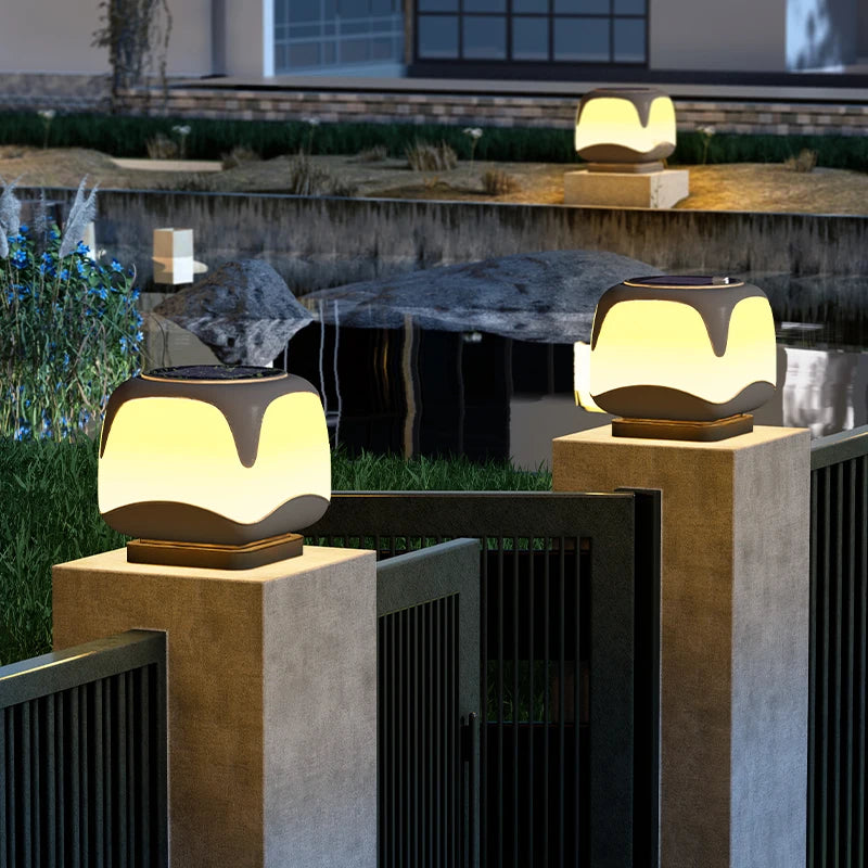 Solar Pillar Lights Outdoor Waterproof Lighting Solar Energy Doorpost Lamp LED Wall Lamp Home Decor Fence Villa Gate Garden Door