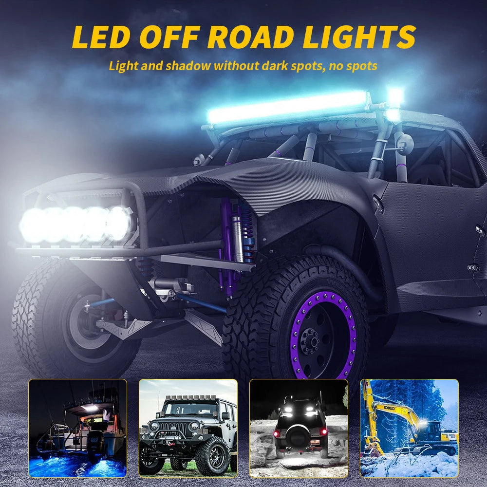 12/24V Round LED Work Light Spot Lamp Offroad Truck Tractor Boat SUV UTE 8000LM 6500K Driving Lamp Car Accessories