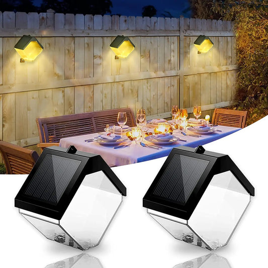 Solar Fence Lights Warm/RGB Colour Changing Solar Wall Lights Outdoor Waterproof Led Solar Decorative Lights for Step Backyard